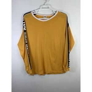 Victoria Secret PINK Sweater Large Yellow Gray  Long Sleeve Crew Neck